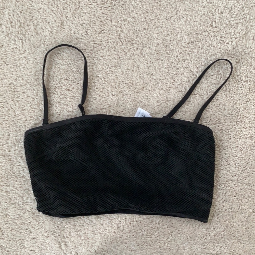 Black Mesh bandeau cropped top